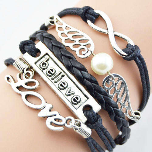Hot Seller !!! -- European Fashion Infinity Leather Bracelet