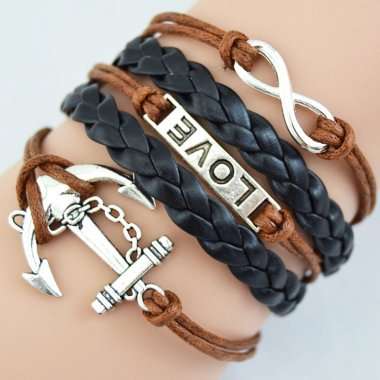 Hot Seller !!! -- European Fashion Infinity Leather Bracelet
