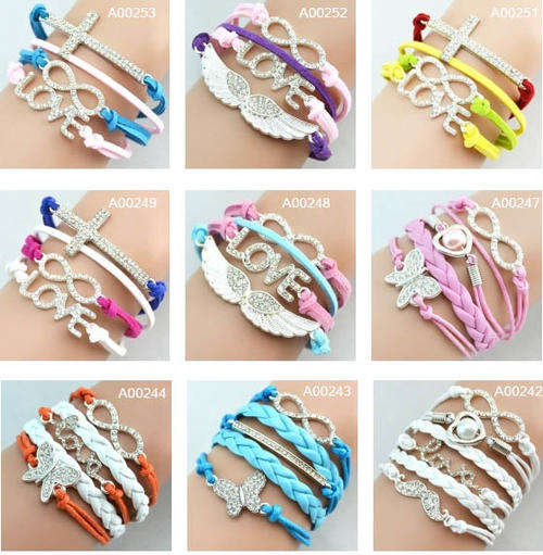 Fashion Infinity Rhinestone Crown Butterfly Love Heart Bracelet 20 Types Choose From!