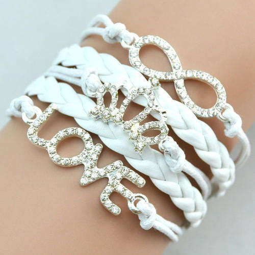 Fashion Infinity Rhinestone Crown  Love  Bracelet