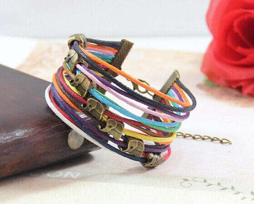 Hot Seller !!! -- Fashion Vintage Rectangle Cute Elephant Leather Infinity Multilayer Bracelets