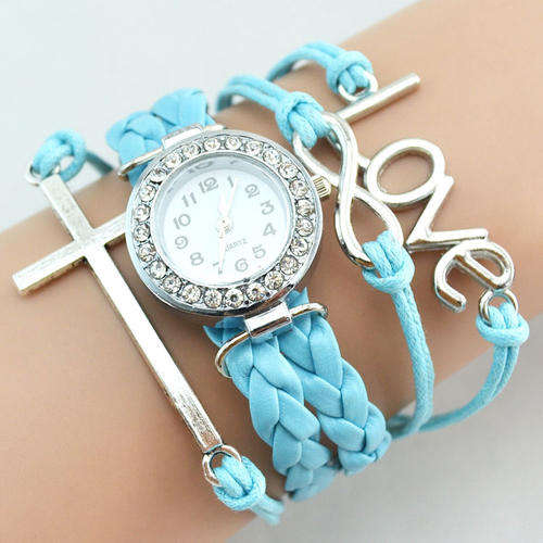 Fashion Lovely Cross Rhinestone Infinity Bracelet Lady`s Quartz Wrist Watch !!