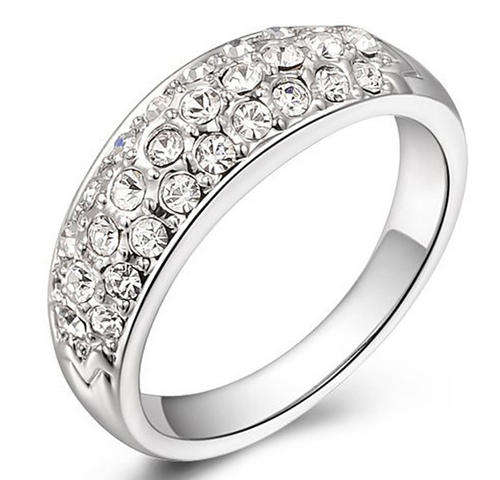 Fashion Jewelry Beautiful Stunning  Brilliant Cut 18k Gold Plated Ring-- Size 9#