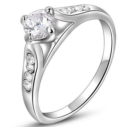 Fashion Jewelry Beautiful Stunning  Brilliant Cut 18k Gold Plated Ring-- Size 8#