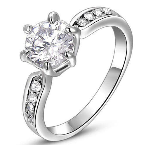 Fashion Jewelry Beautiful Stunning  Brilliant Cut 18k Gold Plated Ring-- Size 8#