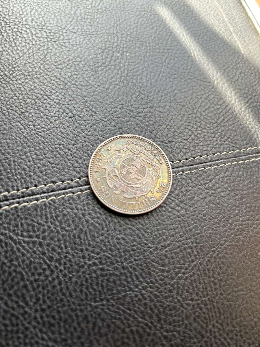 South african 2 and a half shillings 1897 UNCIRCULATED rainbow toning