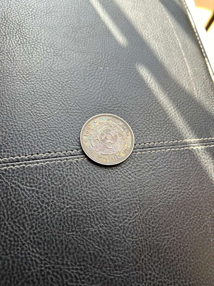 South african 2 and a half shillings 1897 UNCIRCULATED rainbow toning