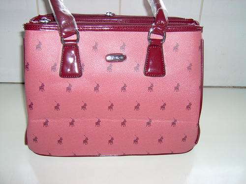 STUNNING  POLO HANDBAG MINK AND BURGANDY