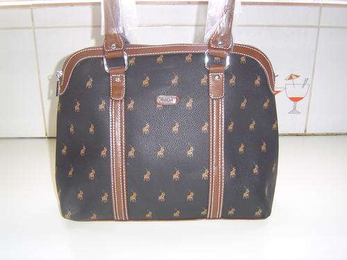 STUNNING  POLO HANDBAG BLACK AND BROWN...LOW LOW START