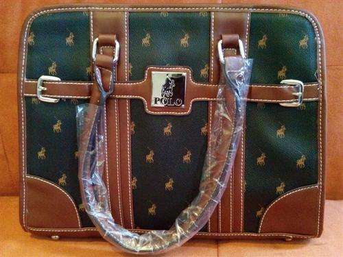 STUNNING  POLO HANDBAG BLACK AND BROWN...LOW LOW START