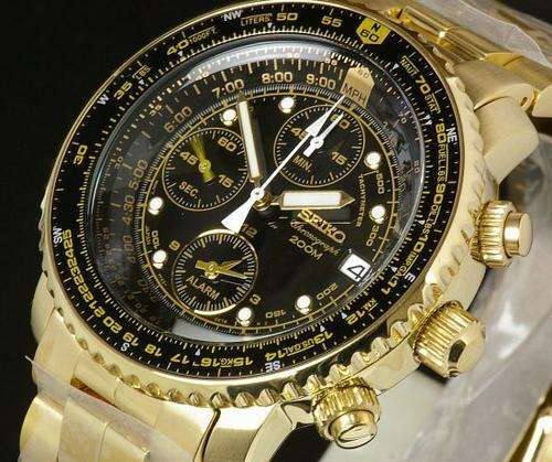 Luxury SEIKO Gold Pilot Flightmaster Sliderule Chronograph - ***Overnight Delivery***