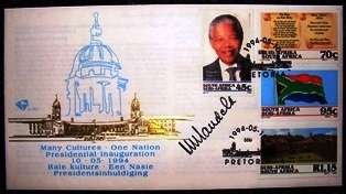 NELSON MANDELA 1994 INAUGURATION FDC WITH SIGNATURE