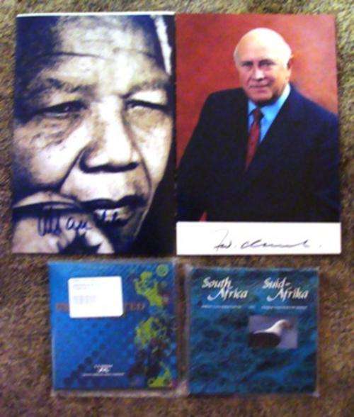 2010 & 1995 SEALED UNC SETS PLUS 2 SIGNED COPIES F PHOTO'S BY MANDELA & DE KLERK