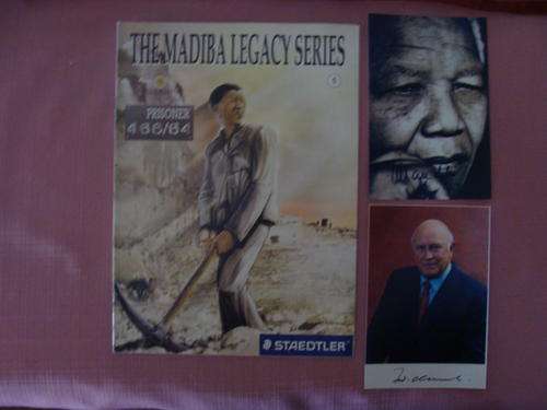MANDELA COMIC BOOK PLUS SIGNED COPIES OF MANDELA & DE KLERK PHOTO'S