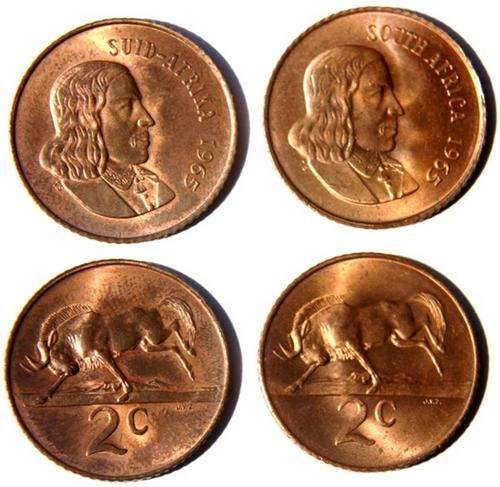 SA Decimal - 1965 PAIR OF 2c (both Afrikaans & English) UNC!!!!!