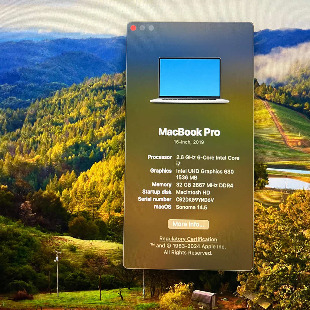 Macbook Pro 16-inch 2019 1TB SSD 32GB Ram