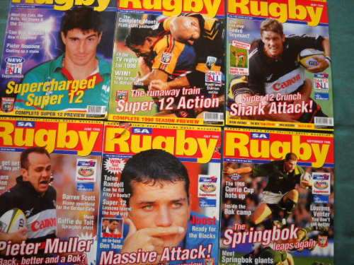 6 X SA RUGBY MAGAZINES Feb/Mar, April, May, June, July, Sept Vol 3 No 9 ; Vol 4 No's 1-4 and 6 1998