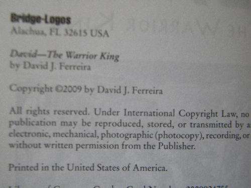 DAVID - THE WARRIOR KING  A Novel by David J. Ferreira