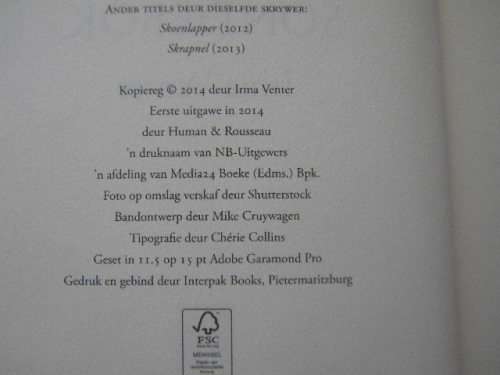 SONDEBOK  deur Irma Venter  Skrywer van Skoenlapper en Skrapnel