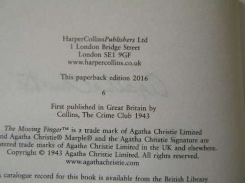 2 X AGATHA CHRISTIE The Moving Finger (Paperback)  and  The Murder of Roger Ackroyd (Hardcover)