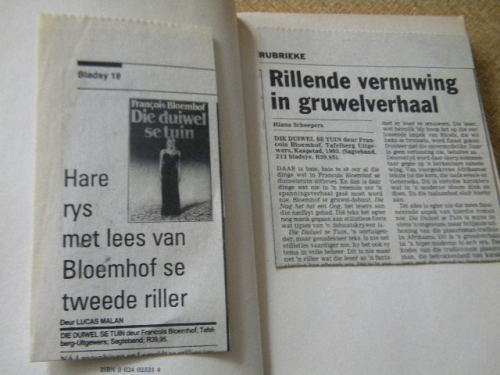 2 X FRANCOIS BLOEMHOF: Die Nag het net een oog  en  Die Duiwel se tuin