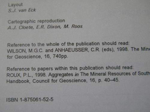 THE MINERAL RESOURCES OF SOUTH AFRICA  Handbook 16  Edited: M.C.G. Wilson and C.R. Anhaeusser