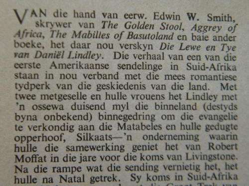 DIE LEWE EN TYE VAN DANIEL LINDLEY (1801 - 80)  deur Edwin W. Smith  In Afr vertaal: Timo Kriel