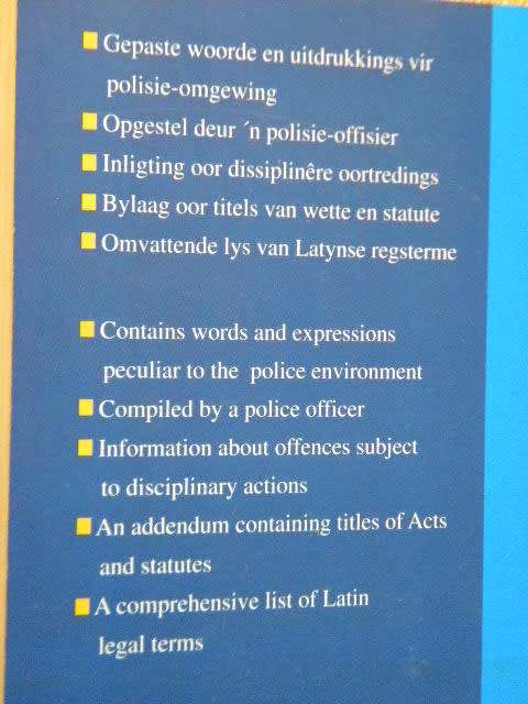 TWEETALIGE POLISIEWOORDEBOEK / BILINGUAL POLICE DICTIONARY  by I E du Toit