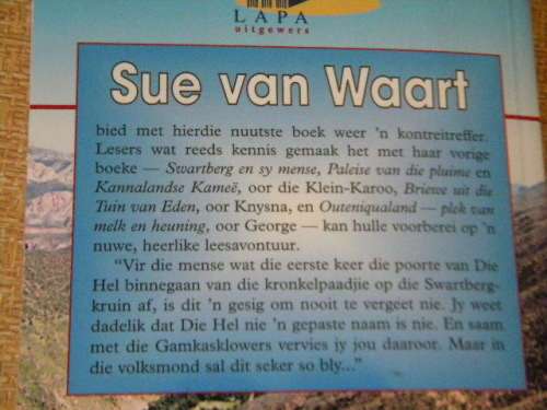 DIE HEL - VALLEI VAN DIE LEEUS  deur Sue van Waart  (Die afgesonderdste vallei in Suid-Afrika)