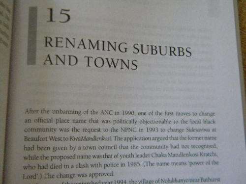 FALLING INTO PLACE  The Story of Modern South African Place Names  by Elwyn Jenkins