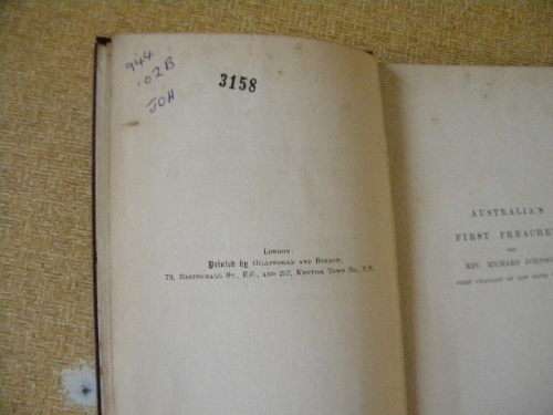 AUSTRALIA`S FIRST PREACHER: The Rev. Richard Johnson  First chaplain of New South Wales