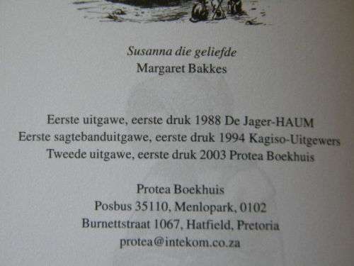 SUSANNA DIE GELIEFDE  deur Margaret Bakkes  Historiese Roman
