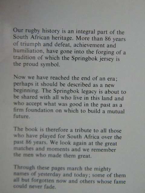 SPRINGBOK SAGA a pictorial history from 1891 by Chris Greyvenstein