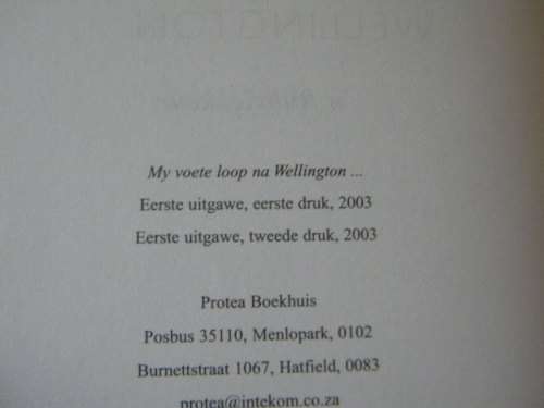 MY VOETE LOOP NA WELLINGTON  deur Riana Scheepers  (GETEKEN)