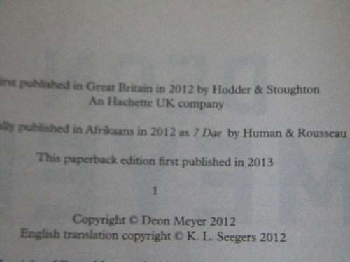 7 DAYS  by Deon Meyer