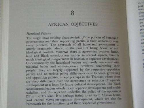 AFRICAN POLITICS IN SOUTH AFRICA 1964 - 1974 Parties and Issues  by D. A. Kotze