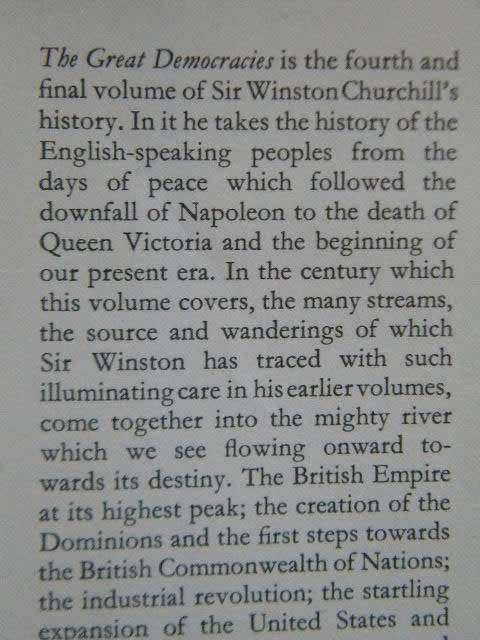 A HISTORY OF THE ENGLISH-SPEAKING PEOPLES  VOL IV THE GREAT DEMOCRACIES  by Winston Churchill