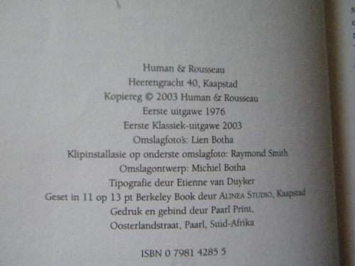 MAGERSFONTEIN, O MAGERSFONTEIN deur Etienne Leroux  (Roman)