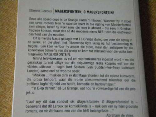 MAGERSFONTEIN, O MAGERSFONTEIN deur Etienne Leroux  (Roman)
