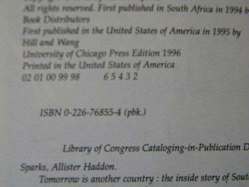 TOMORROW IS ANOTHER COUNTRY  The inside story of South Africa`s road to change  by Allister Sparks