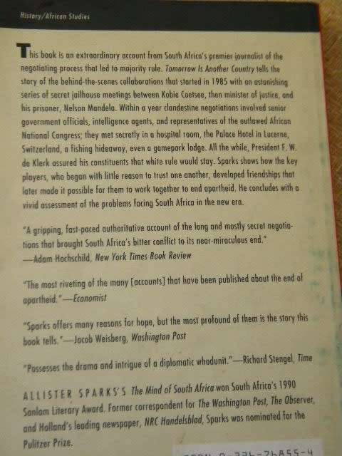 TOMORROW IS ANOTHER COUNTRY  The inside story of South Africa`s road to change  by Allister Sparks