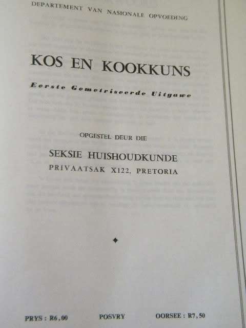 KOS EN KOOKKUNS  EERSTE GEMETRISEERDE UITGAWE