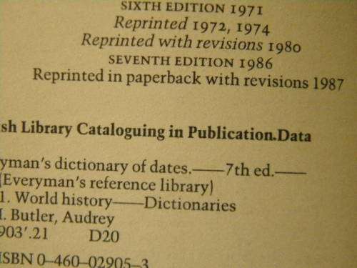 DICTIONARY OF DATES by Audrey Butler