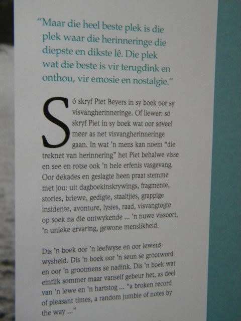 WAARAAN EK DINK AS EK TERUGDINK  (Visvangherinneringe)  deur Piet Beyers