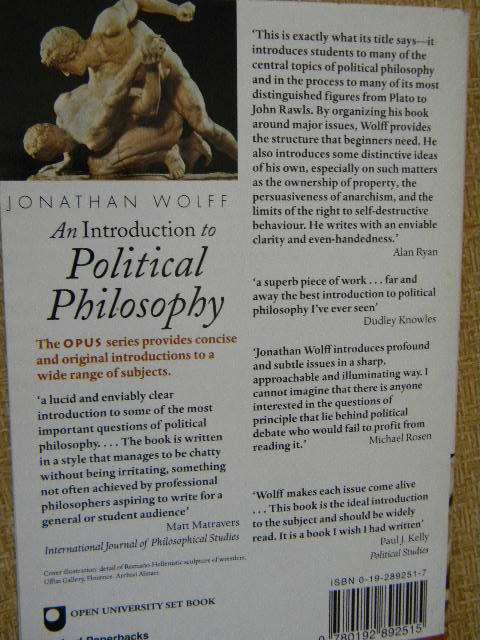 AN INTRODUCTION TO POLITICAL PHILOSOPHY  by Jonathan Wolff