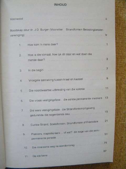 VAN WATERDRINKPLEK TOT VAKANSIEOORD  Gesk. van Strandfontein  deur Maritz Broodryk