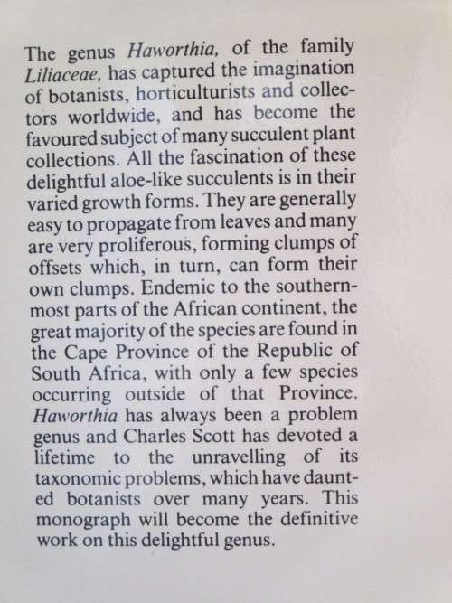 THE GENUS HAWORTHIA   A taxonomic Revision  by Charles L. Scott