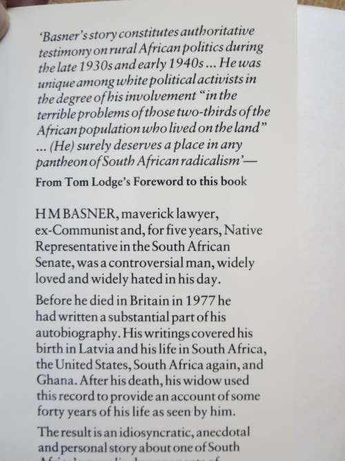 AM I AN AFRICAN?  The Political Memoirs fo H M Basner  by Miriam Basner