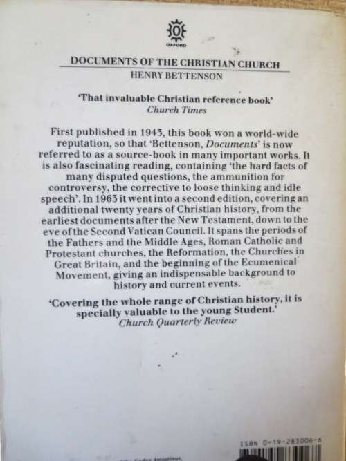 DOCUMENTS OF THE CHRISTIAN CHURCH  by Henry Bettenson