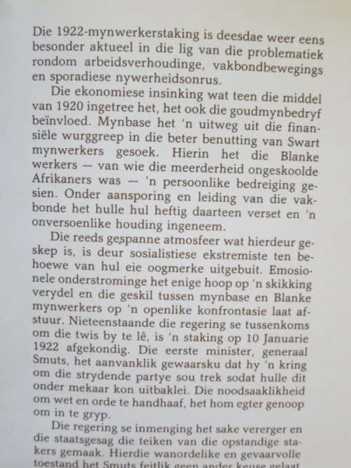 DIE MYNWERKERSTAKING 1922  deur A. G. Oberholster